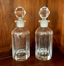 Vintage Crystal Perfume Bottles - Pair - Vertical Lines - Faceted Stoppers - EUC picture