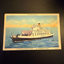 Motor Ship Pinellas Postcard St. Petersburg FL Bradenton Ferry Unposted Divided picture