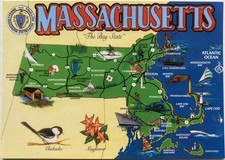 Massachusetts State Map 4x6 Continental Postcard picture