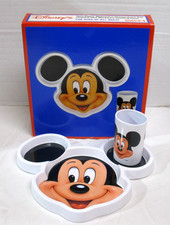Vintage Selandia Designs Melamine Mickey Mouse Divided Plate & Cup w/ Box picture