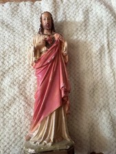 Vintage Sacred Heart of Jesus  Statue Made in Italy 9 inches. Beautiful  picture