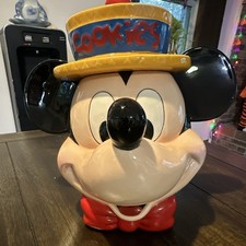 Vintage 1990s Enesco Disney Mickey & Co. Ceramic Straw Hat Cookie Jar (As-Is) picture