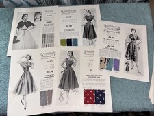 Lot Of 5 1940/50s  Mitchell & Church co  Vtg Womens Dress Ads W/Fabric Samples picture