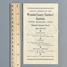 Vtg 1915 Wyandot County Teachers Institute Program Upper Sandusky Ohio Genealogy picture