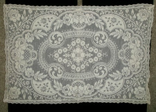 Vintage Dainty Ivory Lace Floral Scroll Table Topper Doiley picture