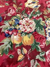 P Kaufmann 16 Yds Queensland Floral Fabric Cabbage Roses Grapes Upholstery Vtg picture