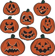 8 pc Vintage Beistle Repro HALLOWEEN Die Cut PUMPKIN CUTOUTS Party Decoration picture