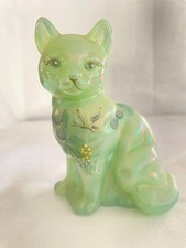Vintage Fenton Hand Painted Art Glass Cat Figurine, Beautiful collectible. picture