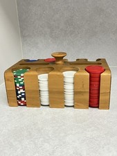 Vintage 60’s Poker Chip Caddy Rack Poker Chips Playing Cards Holder picture