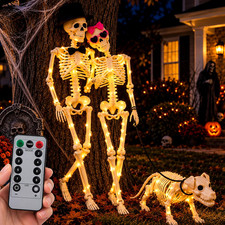 3PC Halloween Skeleton Decorations,2 3FT Life Size Skeletons & Skeleton Dog picture