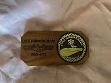 US Navy Submarine USS Birmingham SSN-695 Wooden Ship’s Plaque Militaria picture