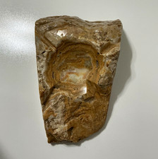 Vintage 1969 Mexican Onyx Banded Calcite Stone Ashtray Catchall 4.78 lbs. picture