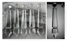 Set of 5 Pc.Vintage 7-1/4” Cut Crystal Spear Frog Drop Prisms 1-1/4