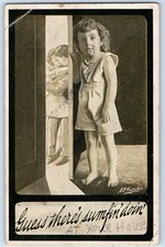 c1910's Romance Couple Kissing Child Guess There's Sumfin Doin Antique Postcard picture
