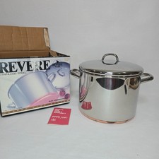 Vtg 1801 Revere Ware Commercial Copper Bottom Stock Pot 10 Qt -88 w/ Lid NOS picture