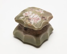 Vintage Nakara C.F. Monroe Co, Green & Gold Hand Painted Dresser/Jewelry Box picture