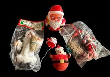 RARE VTG SANTA CLAUS ORNAMENT LOT OF 5 Some New Old Stock picture