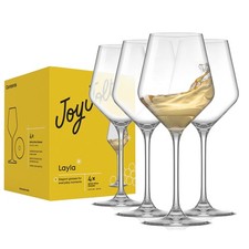 JoyJolt Layla White Wine Glasses, Set of 4 13.5 Oz, Clear Glasses picture