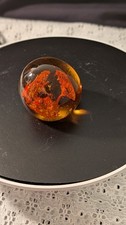 Vintage Ruby Glass Firozabad India Paperweight Amber Red Orange Floral 2