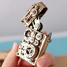Mechanical Steampunk Lighter Creative Pure Copper Kerosene Lighter Gear Linkage✨ picture