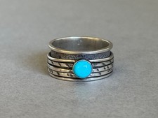 Unused Navajo Sterling Silver with Kingman Turquoise Nelson Jim Ring Sz 10 picture