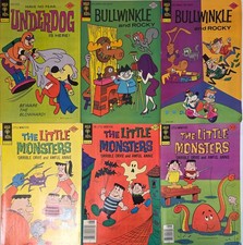 Bronze Age Gold Key Lot☆6 VF FN Underdog #12 Bullwinkle 12-15 Lil Monsters 35-41 picture