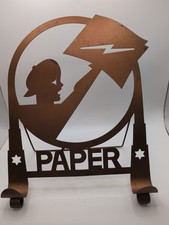 Vtg. 1930s Art Deco Metal Newspaper Stand Newsboy Paper Boy Holder Sign picture