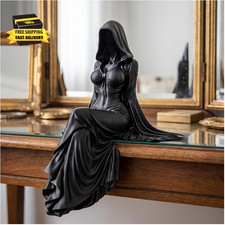Halloween Gothic Witch Tabletop 3D Printed Decor Sitting Statue Dark Cloaked Sit picture