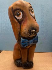 Vintage Chalkware Big Eyes Hound Dog Bank 12