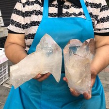 5.94LB 2pcs Natural White Clear Quartz Crystal Cluster Rough Specimen Healing picture