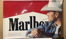 1994 Marlboro Man with a Smoke Metal Sign Advertisement 23 1/2