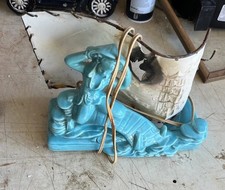 Vintage 50s RARE Green Mermaid TV Lamp with ORIGINAL SHADE MCM NEEDS REPAIRS picture