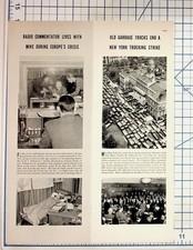Vintage 1930s Magazine Page NYC Truck Strike Kaltenborn WWII Radio News Ephemera picture