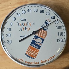 Vintage Sun Crest Orange Icy Cold Soda Pop Store Advertising Thermometer Sign picture