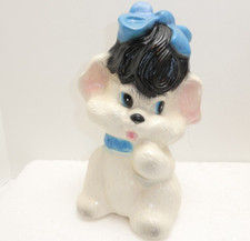 Vintage Bank Puppy with Bow Chalkware Mexico Bank Dog Statue picture