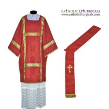 RED Deacon Dalmatic Vestment with Deacon's stole, American Dalmatic Chasuble,NEW picture