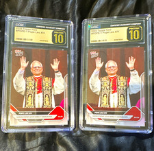 Topps 2025 Topps Now Pope Leo XIV POPE-1 CGC 10 Trading Card Lot (2) picture