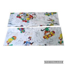 Vtg 1988 Looney Tunes Bugs Bunny Skate Board Curtain Valance Set *2* Warner Bros picture