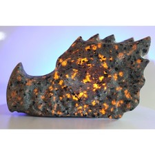 Hand Carved Yooperlite Dragon Head | UV Reactive Sodalite Sculpture (2lb) picture