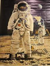Vintage 1969 Apollo 11 First Men On The Moon Poster, Armstrong, Aldrin, Collins picture