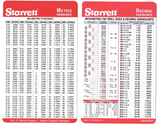 Pocket Starrett Metric and Decimal Equivalents Chart Machinist F1/E6 picture
