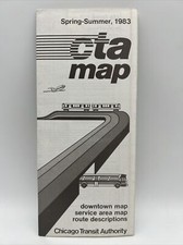 1983 Spring-Summer CHICAGO TRANSIT AUTHORITY CTA ROUTE MAP Train L Subway Bus picture