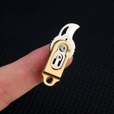 Mini Folding Keychain Knife Titanium Alloy Handle 7Cr Steel Blade Compact EDC picture