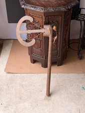 Vintage Fon Recade Axe Carved Wood Brass Wire Wrapped African Scepter 21.5