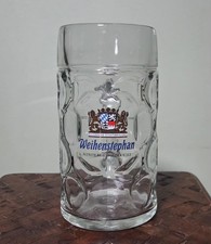 Vintage Weihenstephan Beer Dimpled Glass Mug 1 Liter  picture