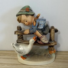 Hummel Barnyard Hero Boy Goose Fence 195 2/0 W Germany Vintage Goebel 1948 picture