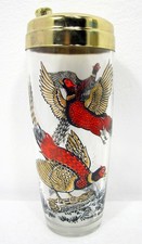 Vintage MCM Hazel-Atlas Golden Pheasant Cocktail Shaker with Gold Lid picture