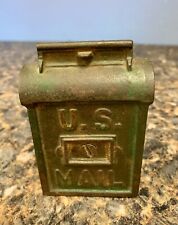 Cast Iron U.S. Mail Slot Coin Bank Green Antique picture