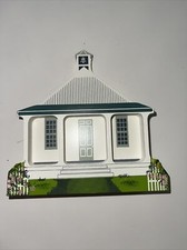Vintage Sheila's Collectibles Amish Roadside School Wooden Figurine AMS02 picture