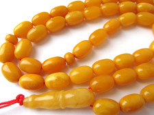 AMBER ROSARY ISLAMIC PRAYER 49 BEADS BALTIC GENUINE STONE,Tasbih Misbaha KAHRAMA picture